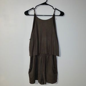 Suede High Neck Romper